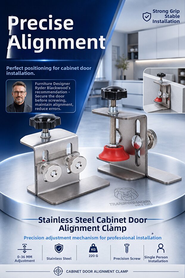 Steel Cabinet Door Mounting Bracket Alignment Clamp Door and Cabinet Easy Installation Bracket 723519
