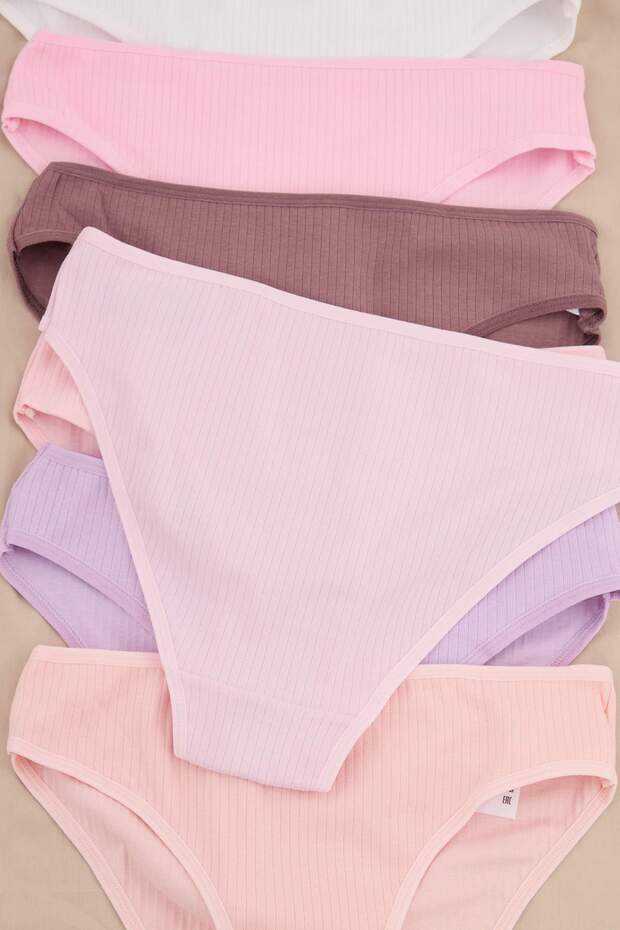 Pembe-Çok Renkli 7'li Paket Pamuklu Fitilli Klasik Örme Külot THMAW25KU00027 - 6
