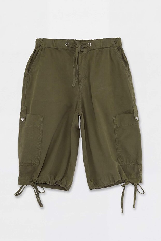 Teen %100 Pamuk Haki Cep Detaylı Denim Bermuda TWOSS26SR00126 - 7