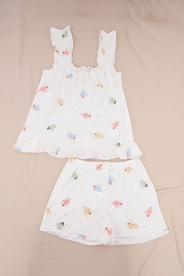Teen Ekru %100 Pamuklu Eğlenceli Peri Baskılı Örme Pijama Takımı THMSS26PT00179 - 5