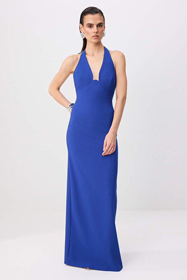 Saks Derin Dekolteli Dokuma Maxi Abiye & Mezuniyet Elbisesi TPRSS26AE00135