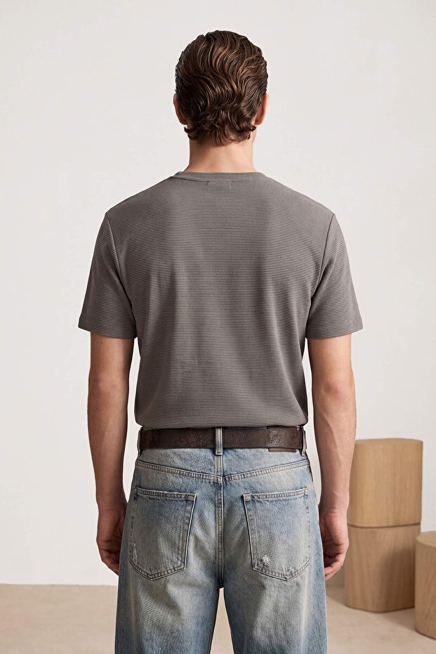 Vizon Regular/Normal Kesim Dokulu T-Shirt TMNSS26TS00067 - 3
