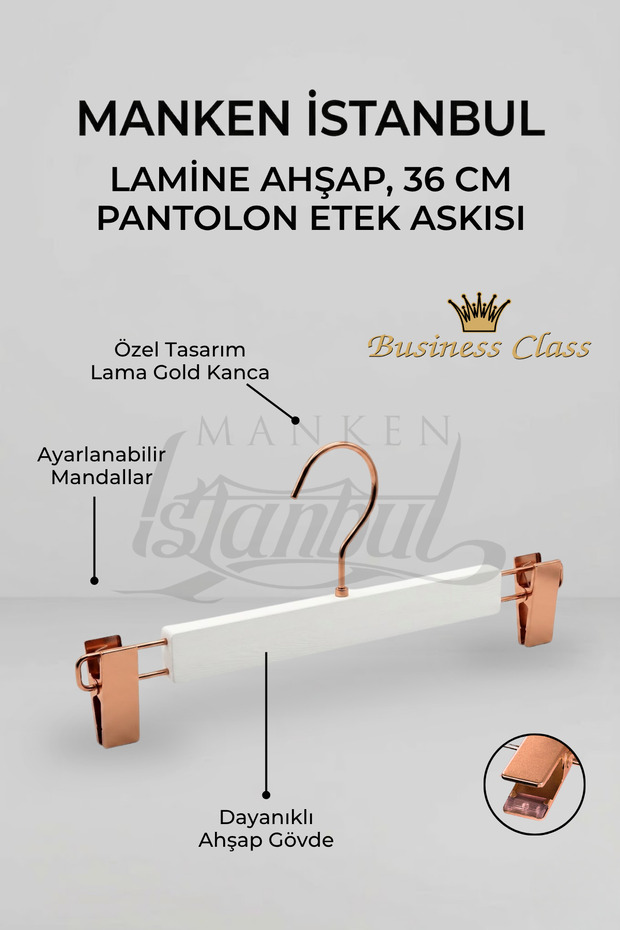 Business Class a Quality 10 Pieces Rose Hook Laminated Wooden Clothes Hanger with Pegs Trouser Hanger Skirt Hanger