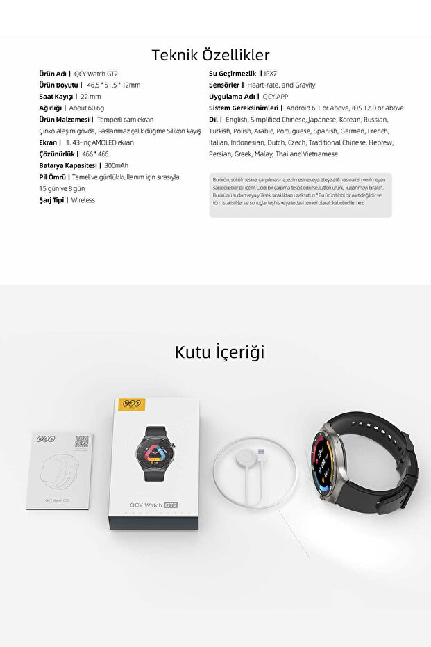 Gt2 Amoled Akıllı Saat Telefonla Sesli Görüşme 60hz Gri - 7