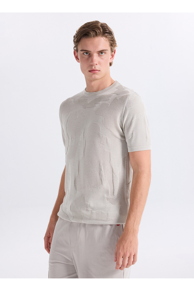 Stone Men's Cycling Slim Fit Camouflage Patterned Sweatshirt Gu26Mss04026