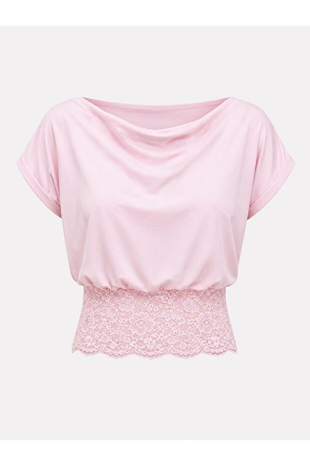 Women's Sandy Fabric Lace Detailed Off-Shoulder Blouse 205
