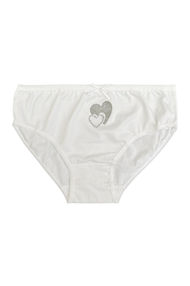 6-Piece White Color Girls' Lycra Stoned Panties