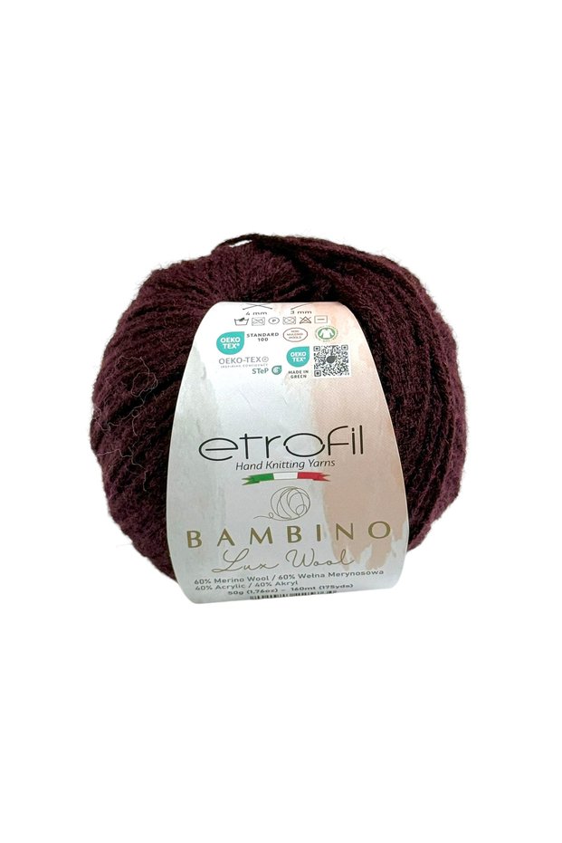 Bambino Lux Eggplant Purple Soft Knitting Yarn 60% Merino Wool 40% Acrylic 50g 160m (70317)