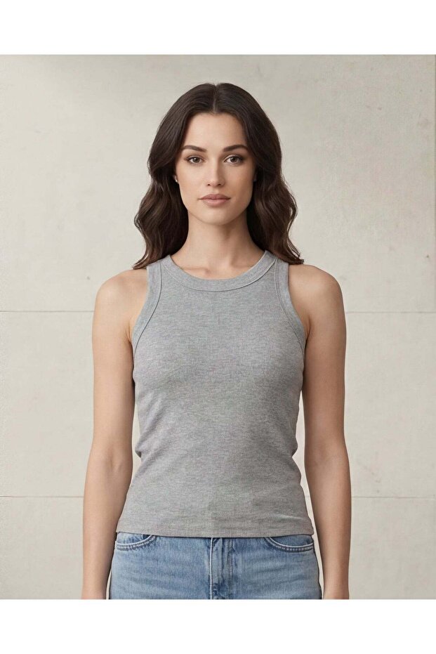 Women Grey Basic Plain Vest - 1