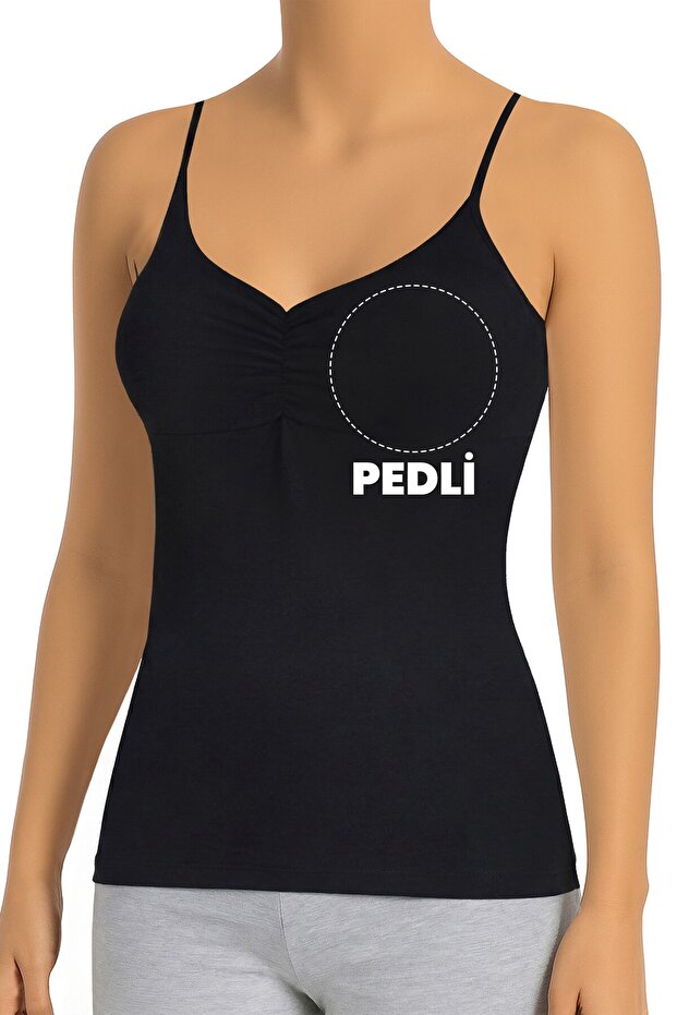 Women's Cotton Undershirt with Drawstring Straps, Removable Pads, Ergonomic Design (3175)