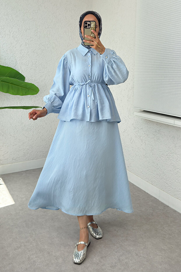 Modal Skirt Suit 2371 - Baby Blue