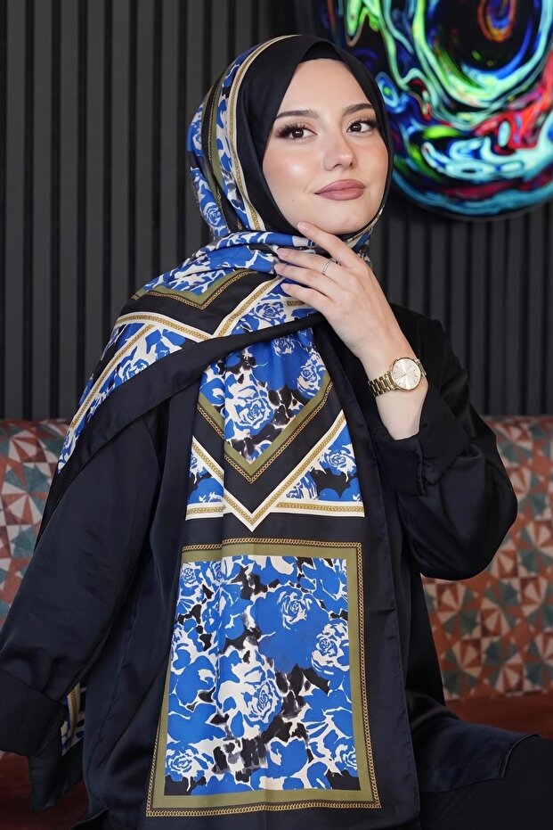 شال من القطن الناعم بنمط زهرة الزنكير من ساكس