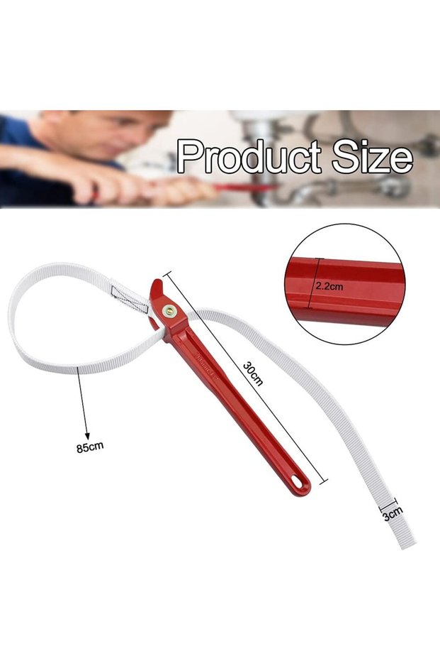 12-Inch Strap Wrench, Adjustable Belt for Jar Lids, Oil Filter, Plumbing Tool, Silver