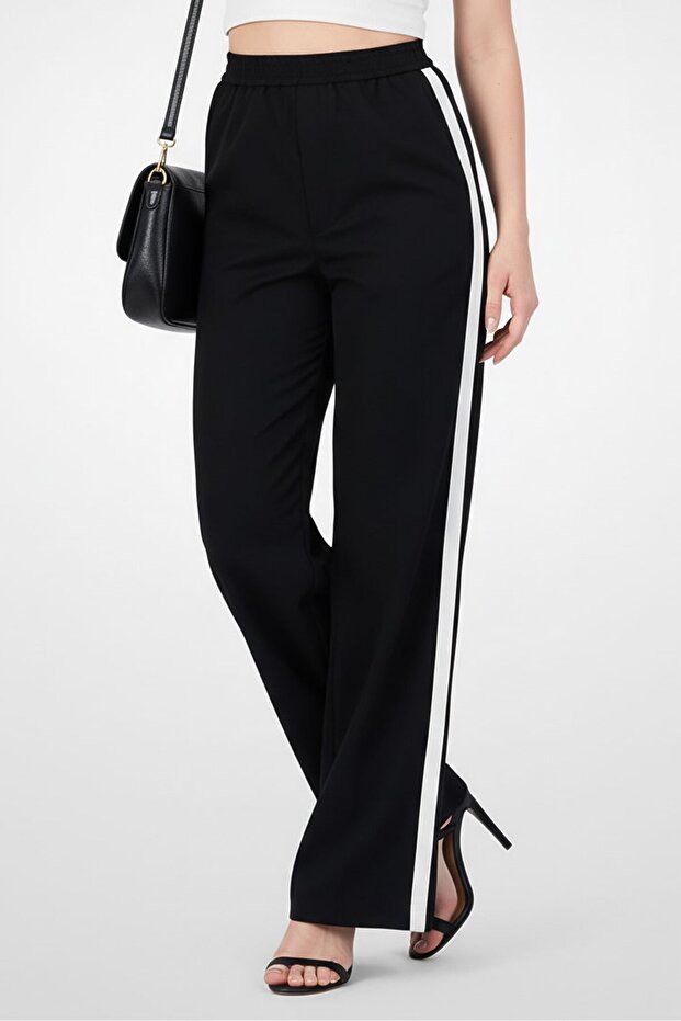 Women Regular Fit Solid Straight Pants, Black