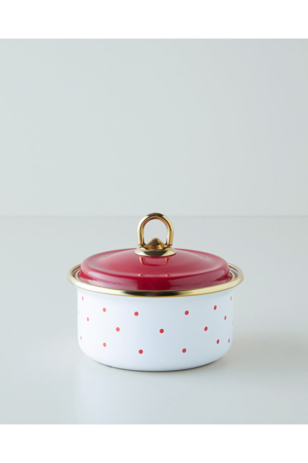 Bright Dream Enamel Spice Jar 0.5L Red - White