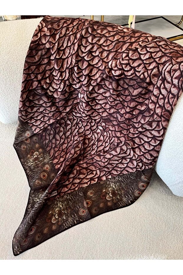Si̇yane Cupra Viscose Scarf Peacock Pattern - 2