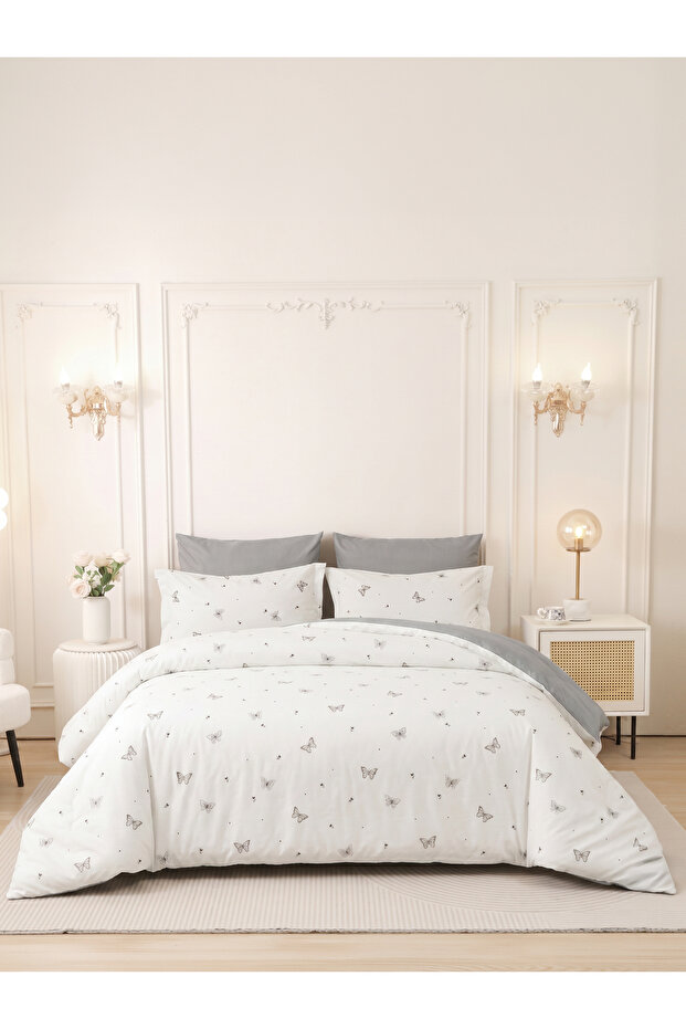4-Pcs Printed Duvet Cover Set Queen Size 200x230cm, Brushed Microfiber Fabric (Without Filler)