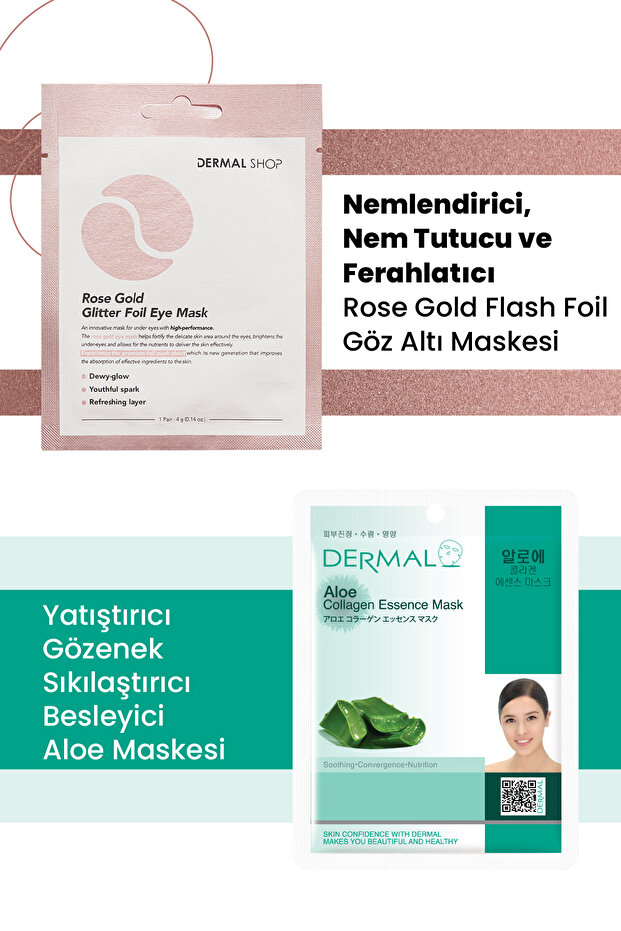 3-Layer Rose Eye Mask and Soothing Moisturizing Aloe Extract Collagen Mask Set