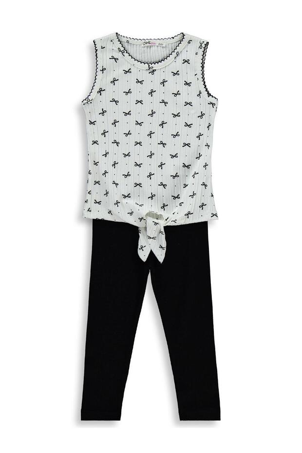 Bow Patterned Set for 2-5 Years - Ecru