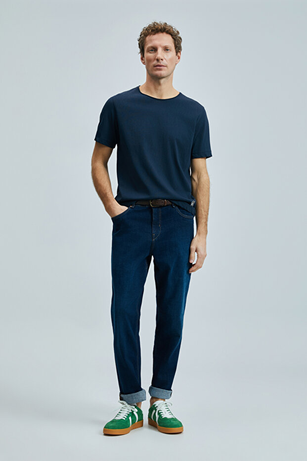 Мъжка тениска Junya Basic, тъмносиня - 1