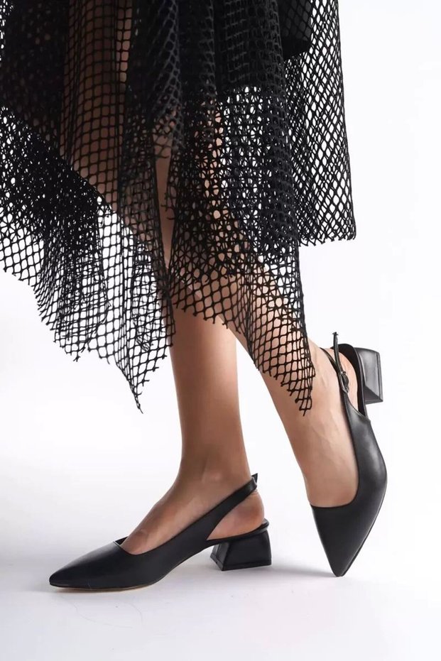 Black Matte Women's Heeled Shoes Tr16Ms04A