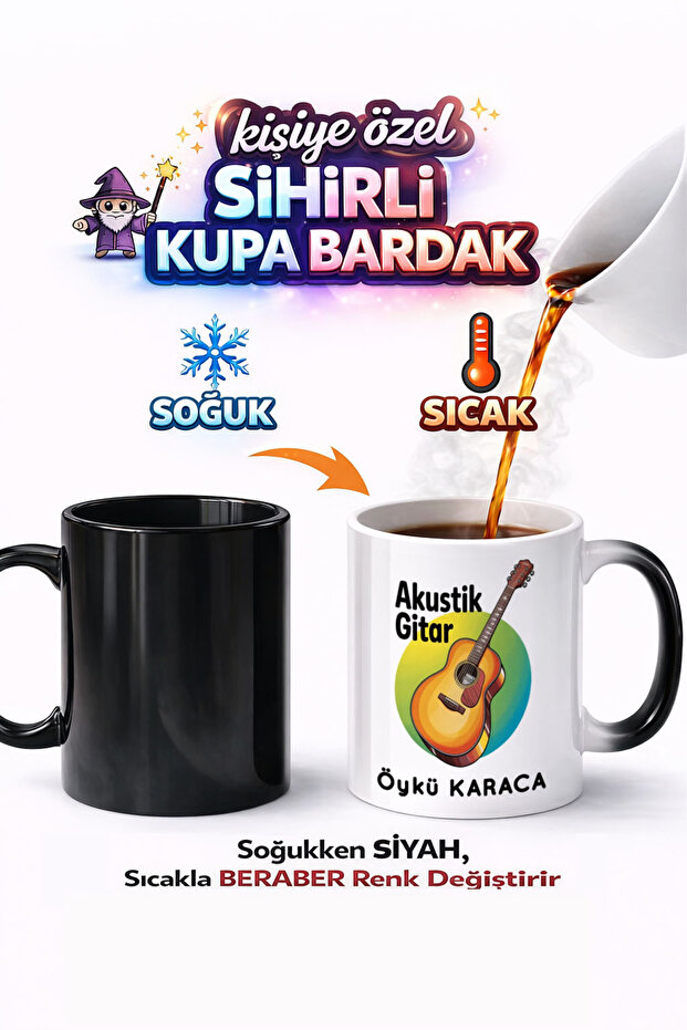 Diger Acoustic Guitar Double-Sided Printed Porcelain Magic Mug Cup Gift