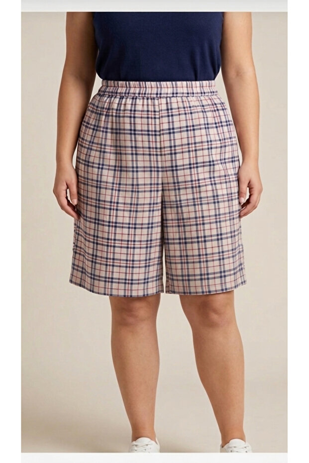 Desene Unisex White Navy Blue Pink Battal Combed Cotton Capri Shorts