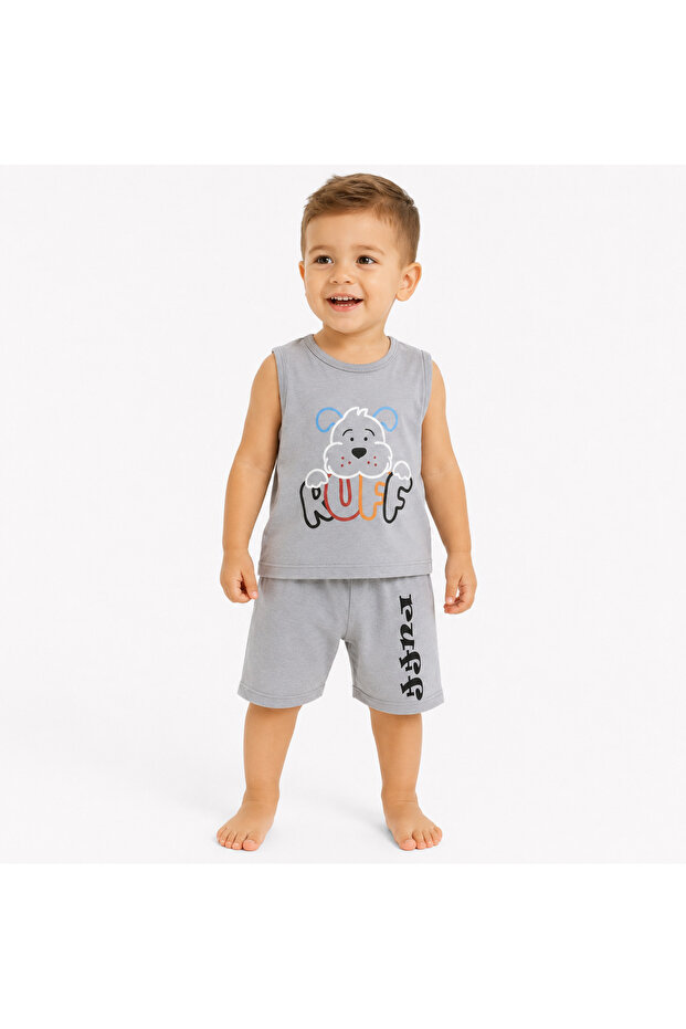 Atabay 122-05-25 Baby Boy Suit Zero Sleeve Shorts Ruff Printed 9/24 Months