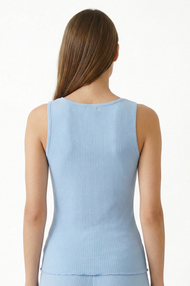 Blaues Ella Solid Athlete Pyjama-Oberteil - 2