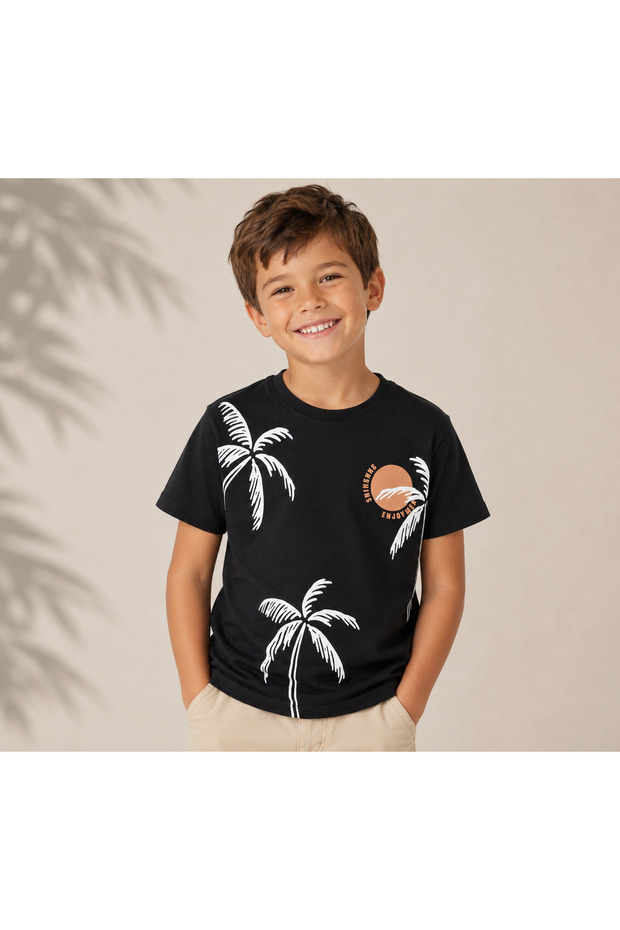 Palm Tree Printed Boys' T-Shirt