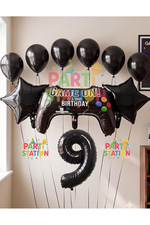 Gamer Player Game Console Age Foil Balloon Set Gamer Player Playstation Concept Birthday