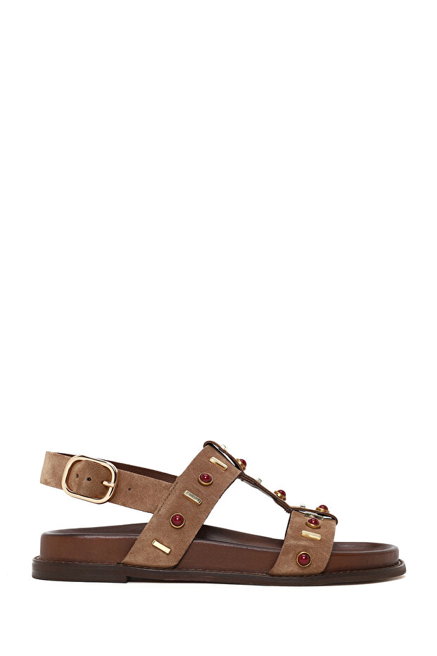 Women's Mink Stone Suede Leather Sandals 26Sfd550110