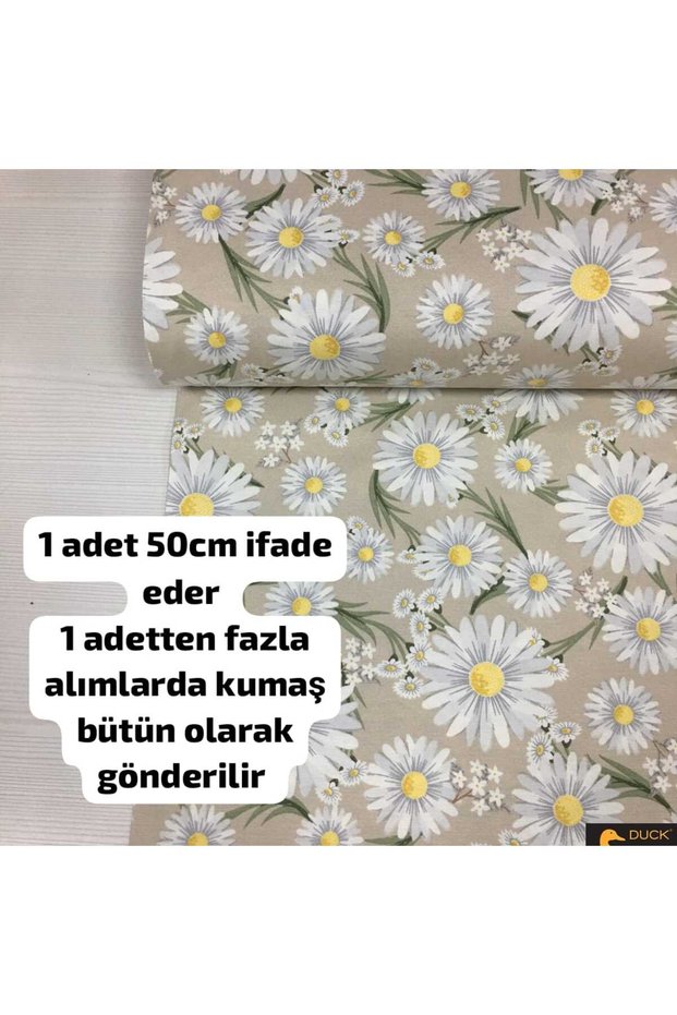 Duck Fabric Has Stain and Water Repellent Properties (Beige Daisy 50 X 180)