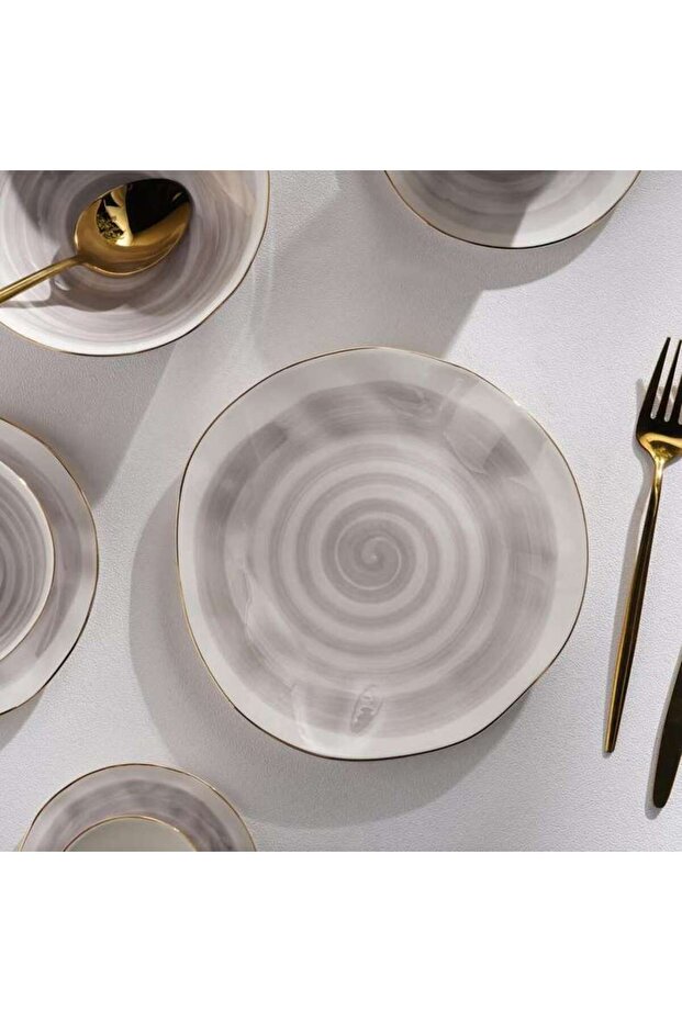Color Whirl Porcelain Side Plate Dia21cm -grey