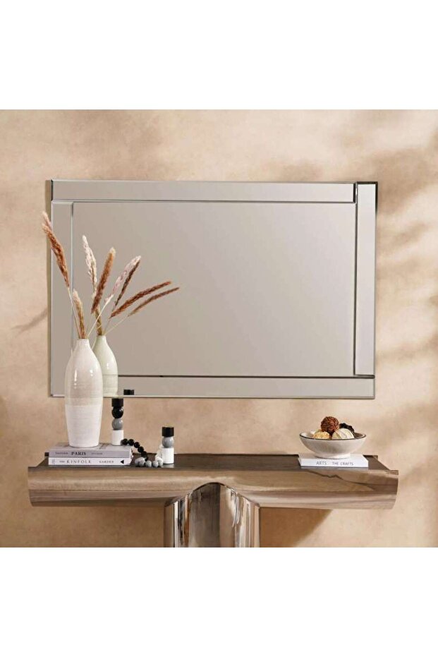 Chiara Flat-bar Glass Wall Mirror Silver 80x120cm- Clear