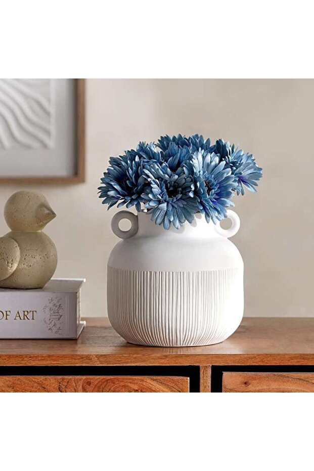 Jael Polyresin Decor Vase With Two Handle 20x20x18.5cm - White