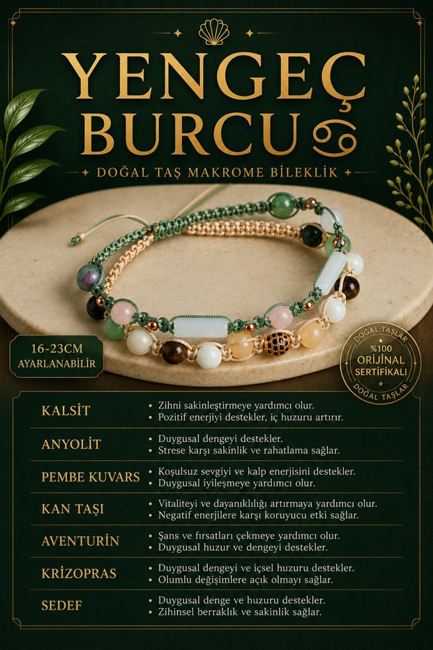 Certified Cancer Natural Stone Double Macrame Bracelet