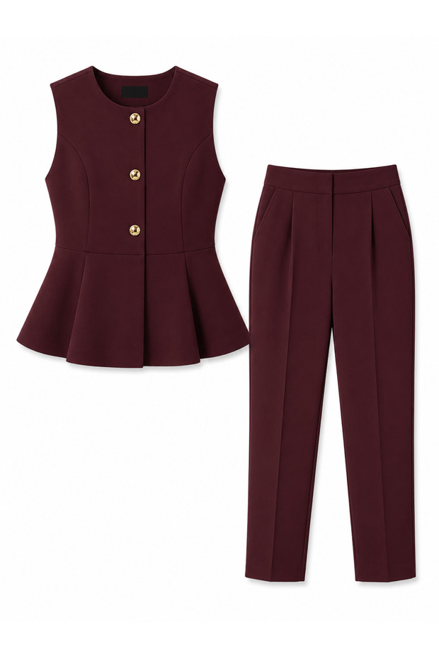 Flounced Vest and Pants Set