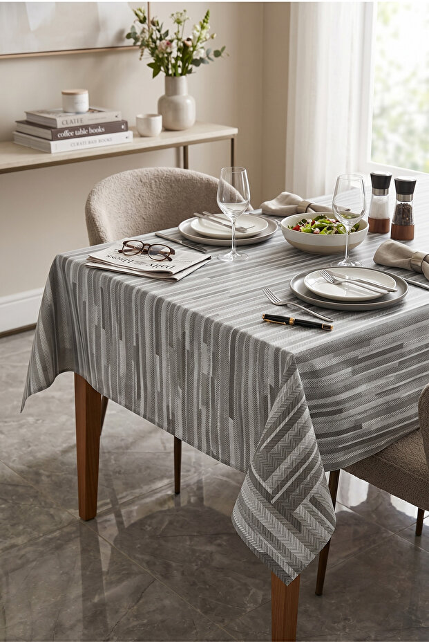 Erasable Oilcloth Tablecloth with Pvc Fiber Base_Geometric_1235