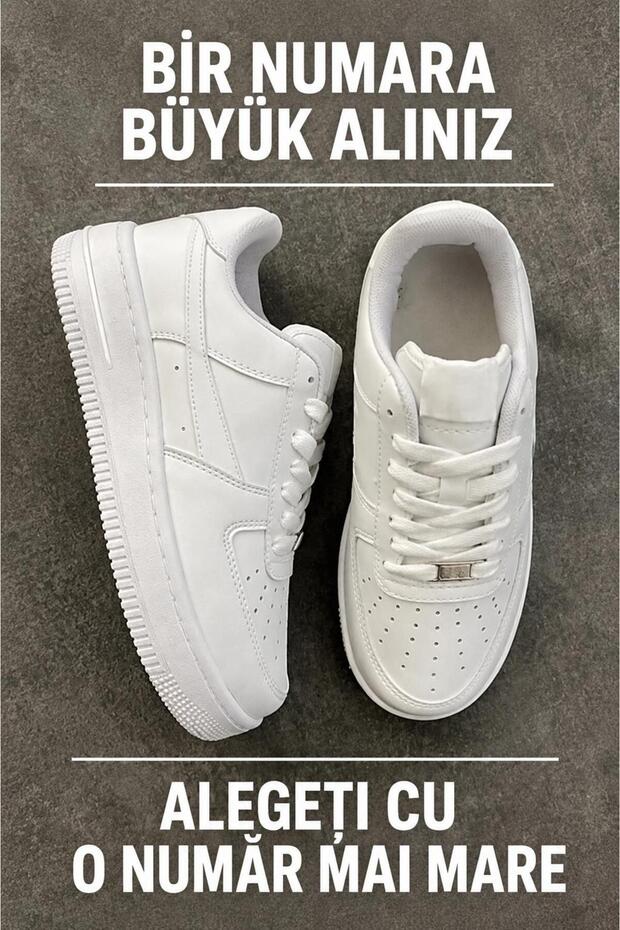Air Force Unisex White Daily Sneaker Shoes Lace-Up Comfortable Sole Stylish Design Narrow Fit Buy One Size up