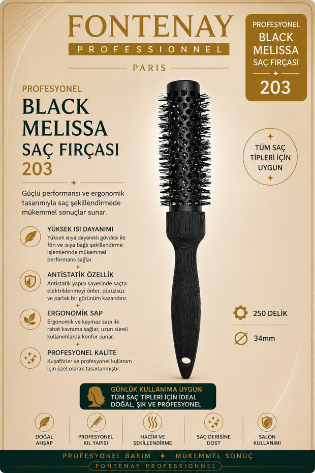 Professional Black Melissa Hair Brush 203