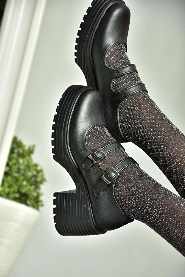 R996055009 Black Thick Heeled Women's Shoes