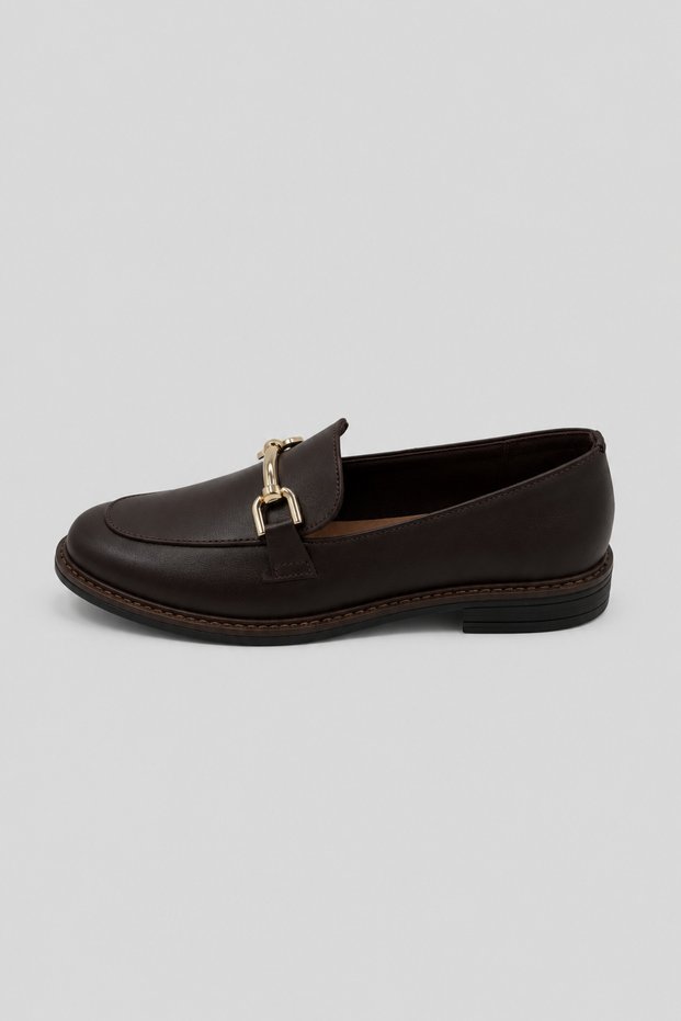 Women's Buckled Leather Loafers Casual Shoes