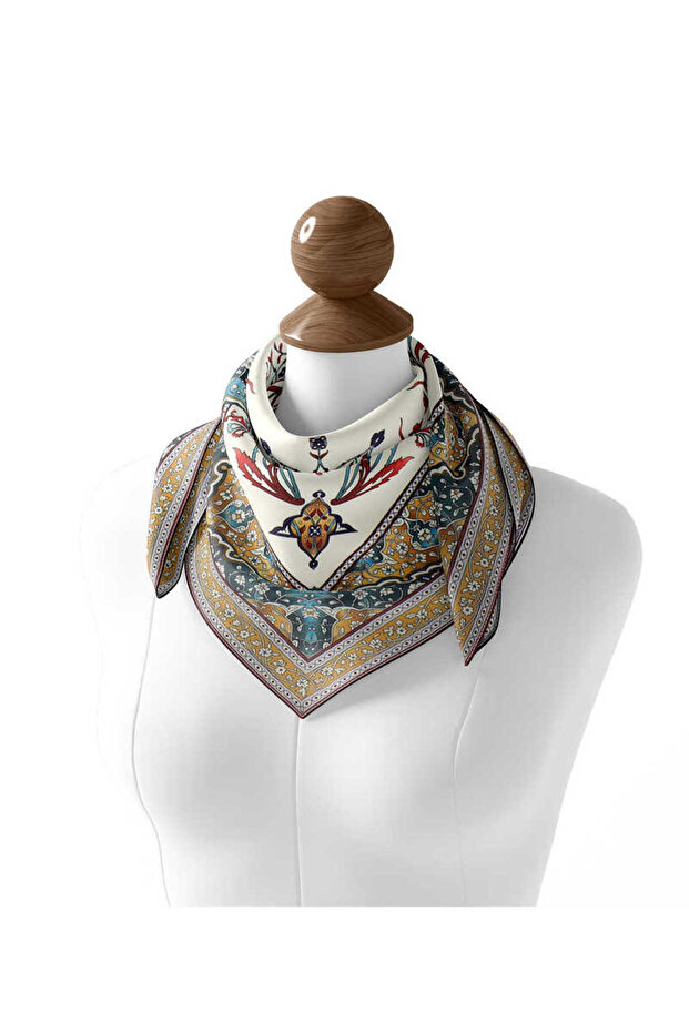 Tulip Patterned Mustard Soft Scarf - 2