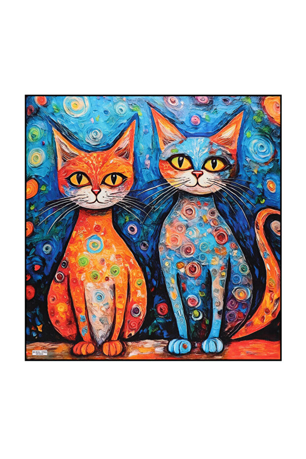 Orange Cat Pattern Silk Handkerchief