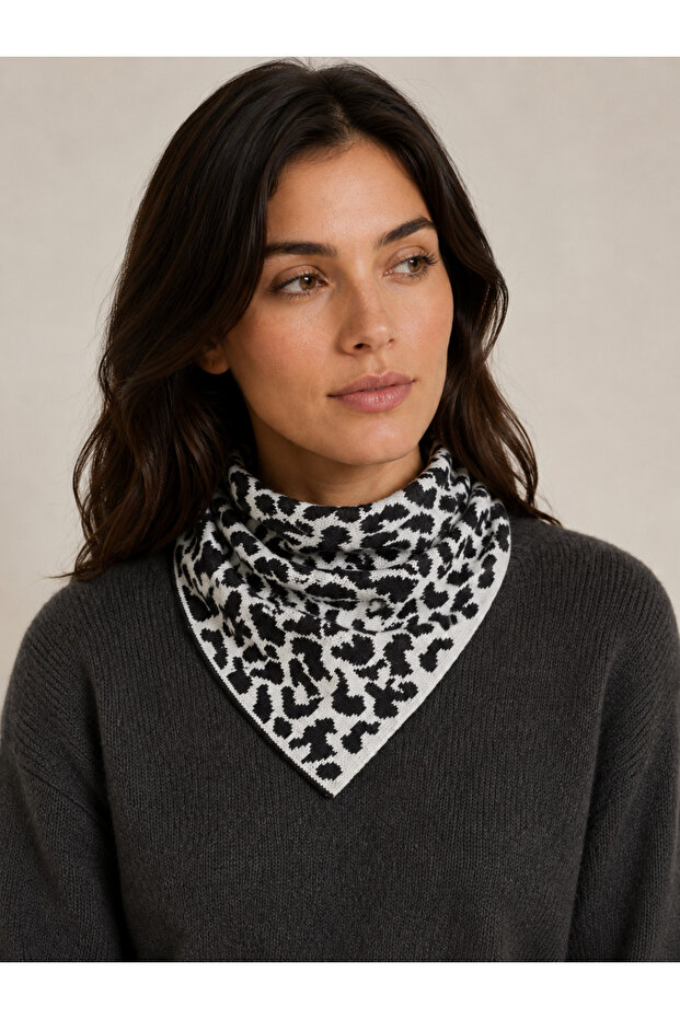 Leopard Patterned Knitwear Scarf - 2