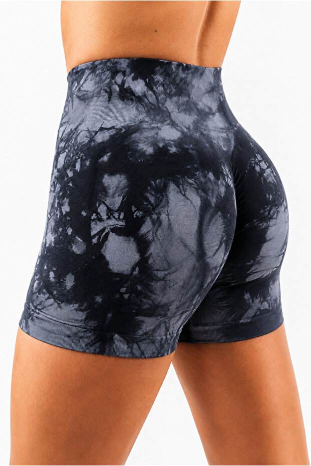Gray Batik Marble Shorts with Hip Gathering Biker Shorts – Push-Up Enhancer & Shaper