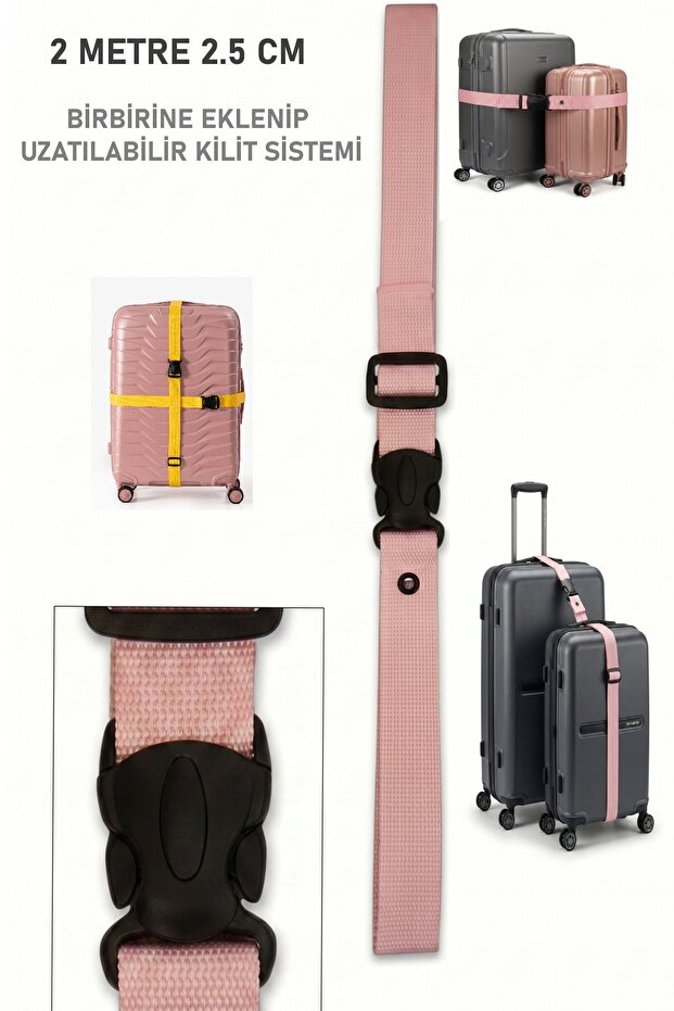 2 Meters Pink Luggage Bag Suitcase Luggage Combination Binding Strap Belt Strap Organizer 2.5 cm Wide