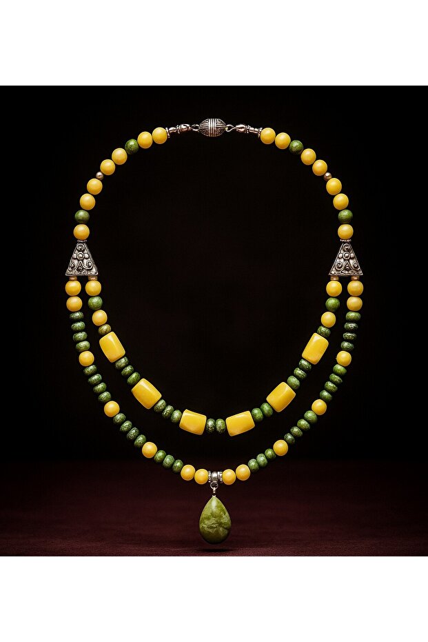 Peridot Jasper Stress Shield Balance Necklace