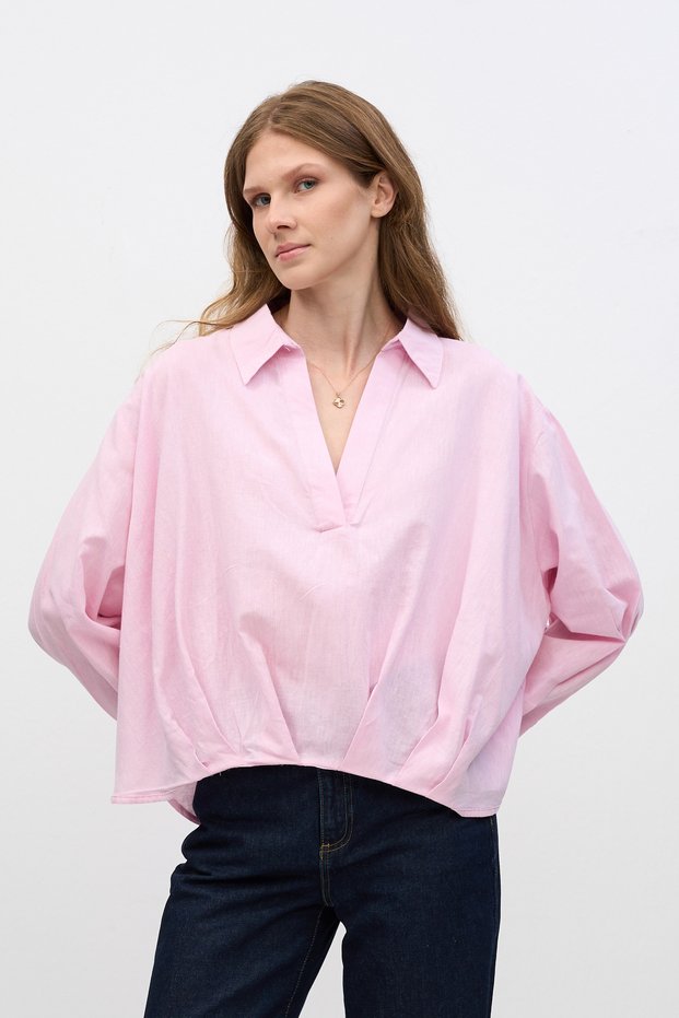 Relaxed Cut Linen Blouse
